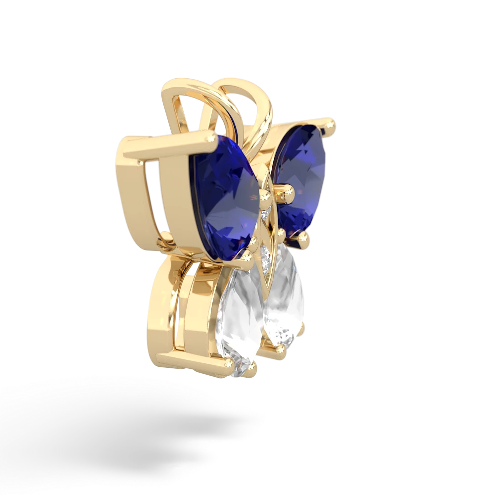 Lab Sapphire Butterfly 14K Yellow Gold pendant P2215