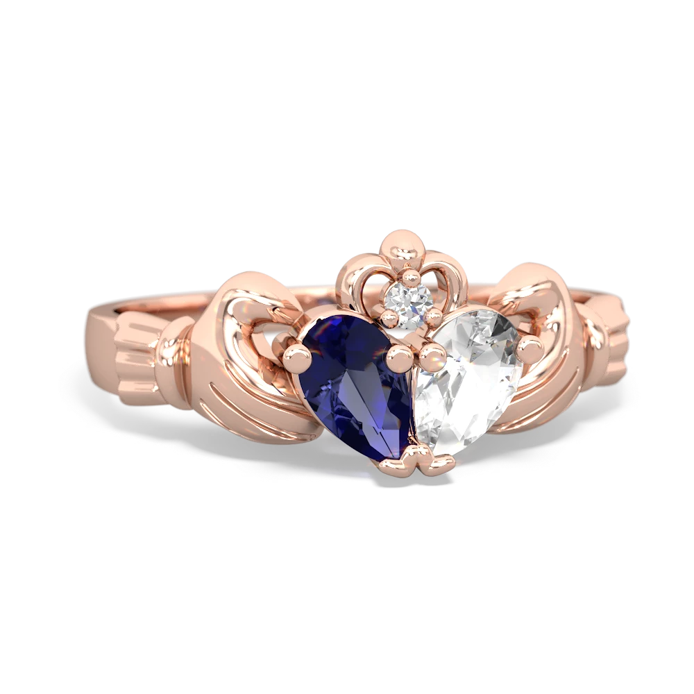 Lab Sapphire 'Our Heart' Claddagh 14K Rose Gold ring R2388