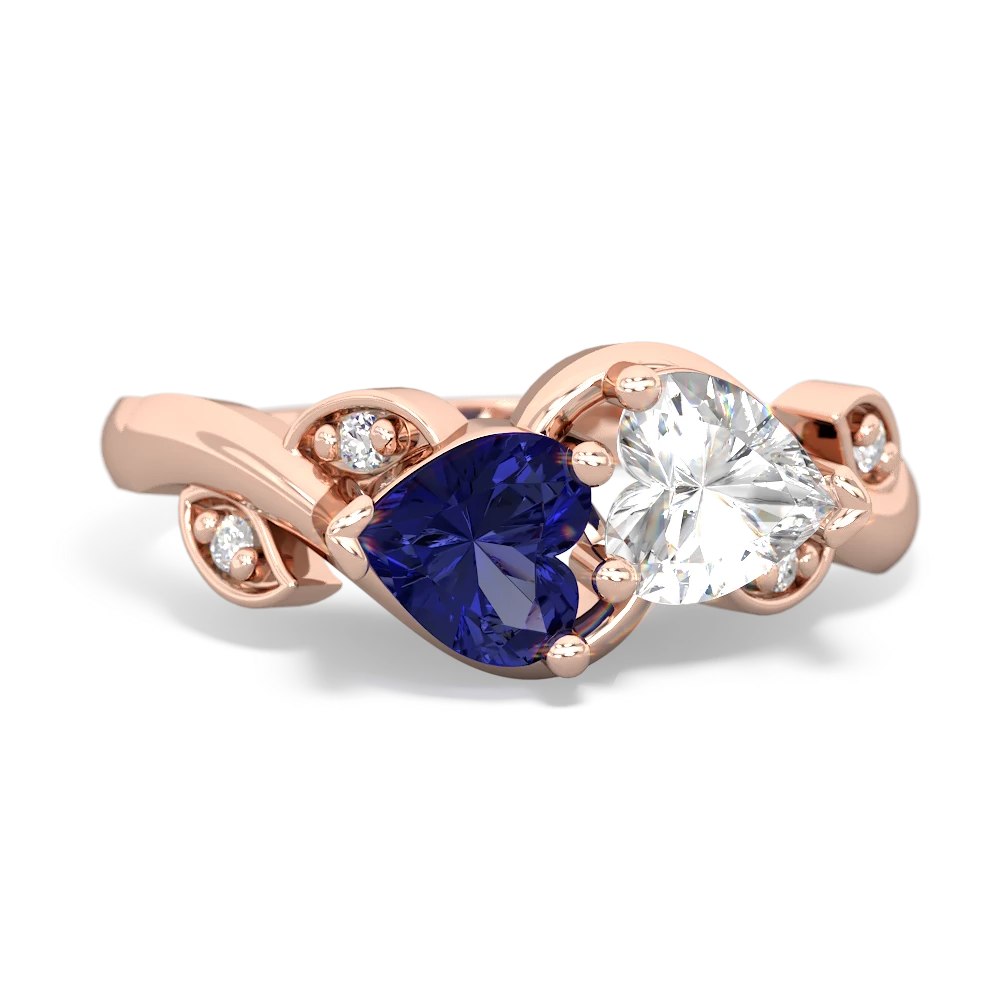 Lab Sapphire Floral Elegance 14K Rose Gold ring R5790