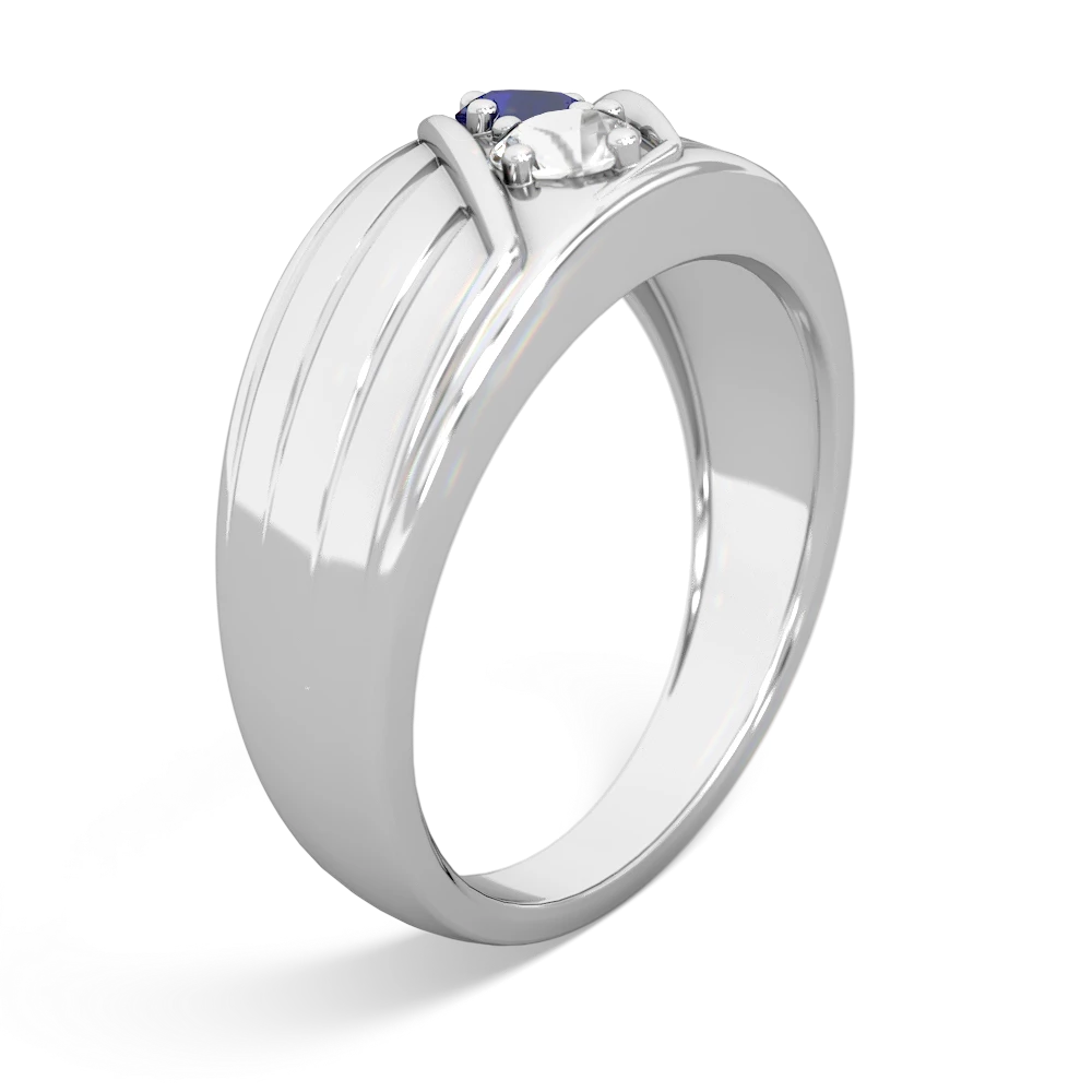 Lab Sapphire Men's Streamline 14K White Gold ring R0460