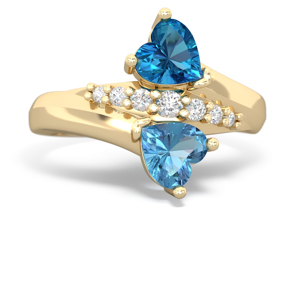 London Topaz Heart To Heart 14K Yellow Gold ring R2064