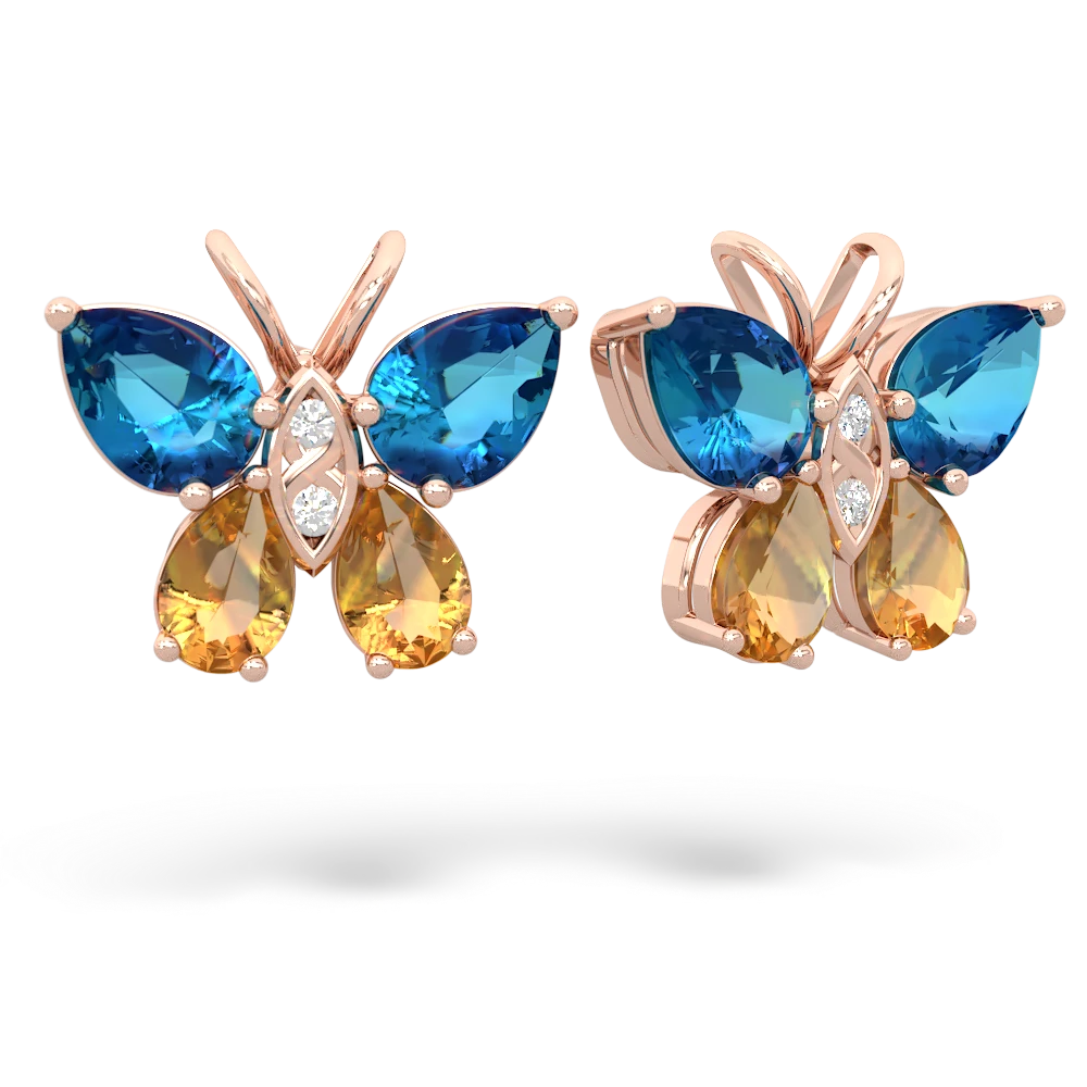 London Topaz Butterfly 14K Rose Gold earrings E2215