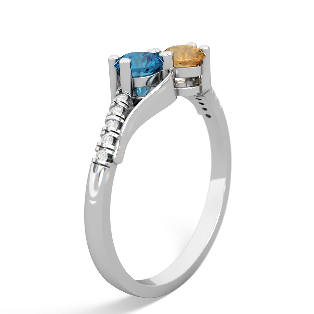London Topaz Infinity Pave Two Stone 14K White Gold ring R5285