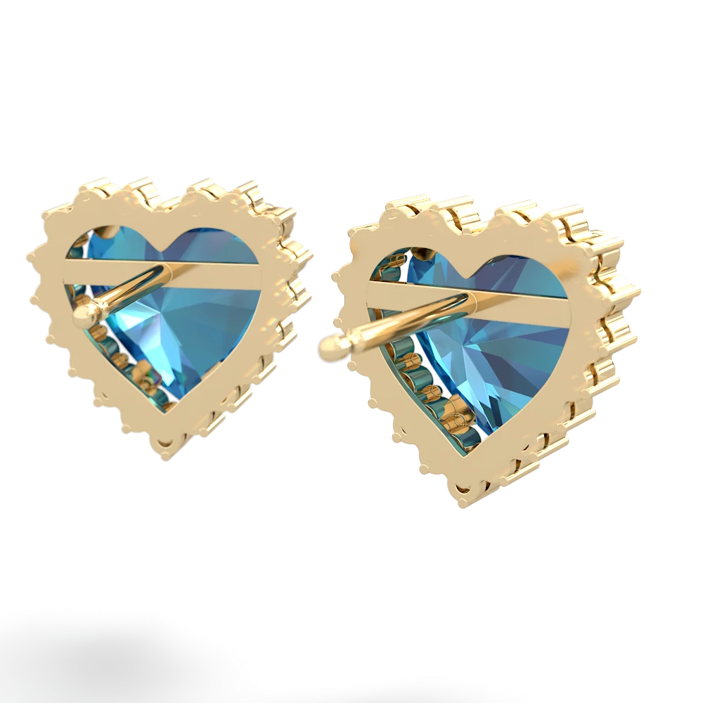 London Topaz Sparkling Halo Heart 14K Yellow Gold earrings E0391