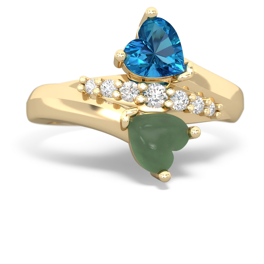 London Topaz Heart To Heart 14K Yellow Gold ring R2064