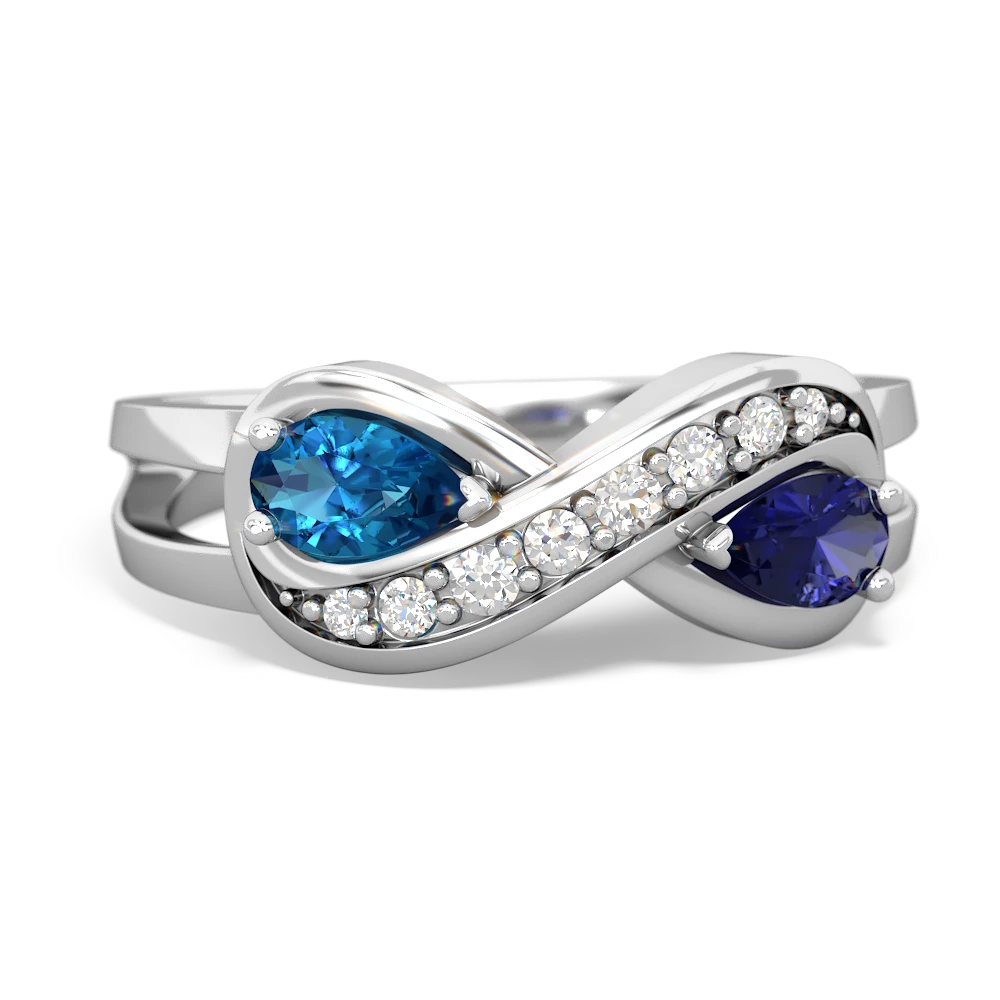 London Topaz Diamond Infinity 14K White Gold ring R5390