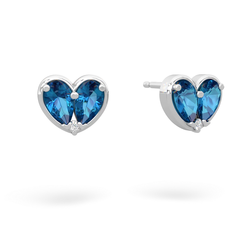 London Topaz 'Our Heart' 14K White Gold earrings E5072