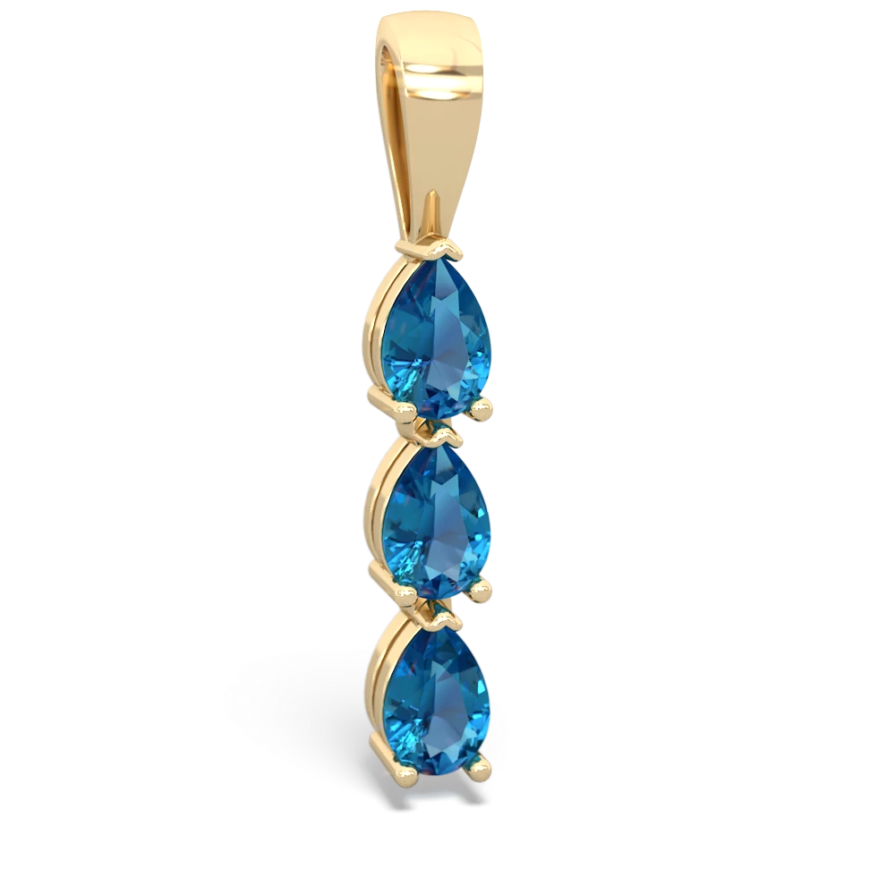 Lab Sapphire Dew Drops 14K Yellow Gold pendant P2251