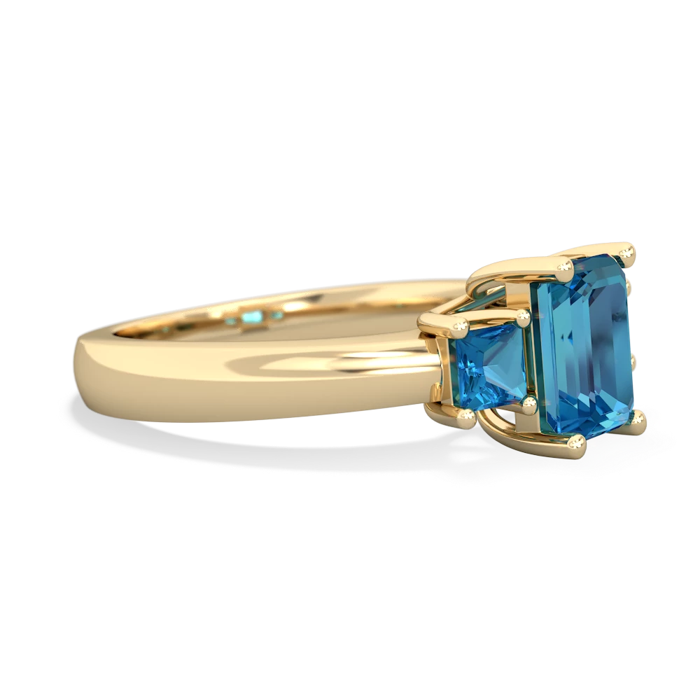 Citrine Three Stone Emerald-Cut Trellis 14K Yellow Gold ring R4021