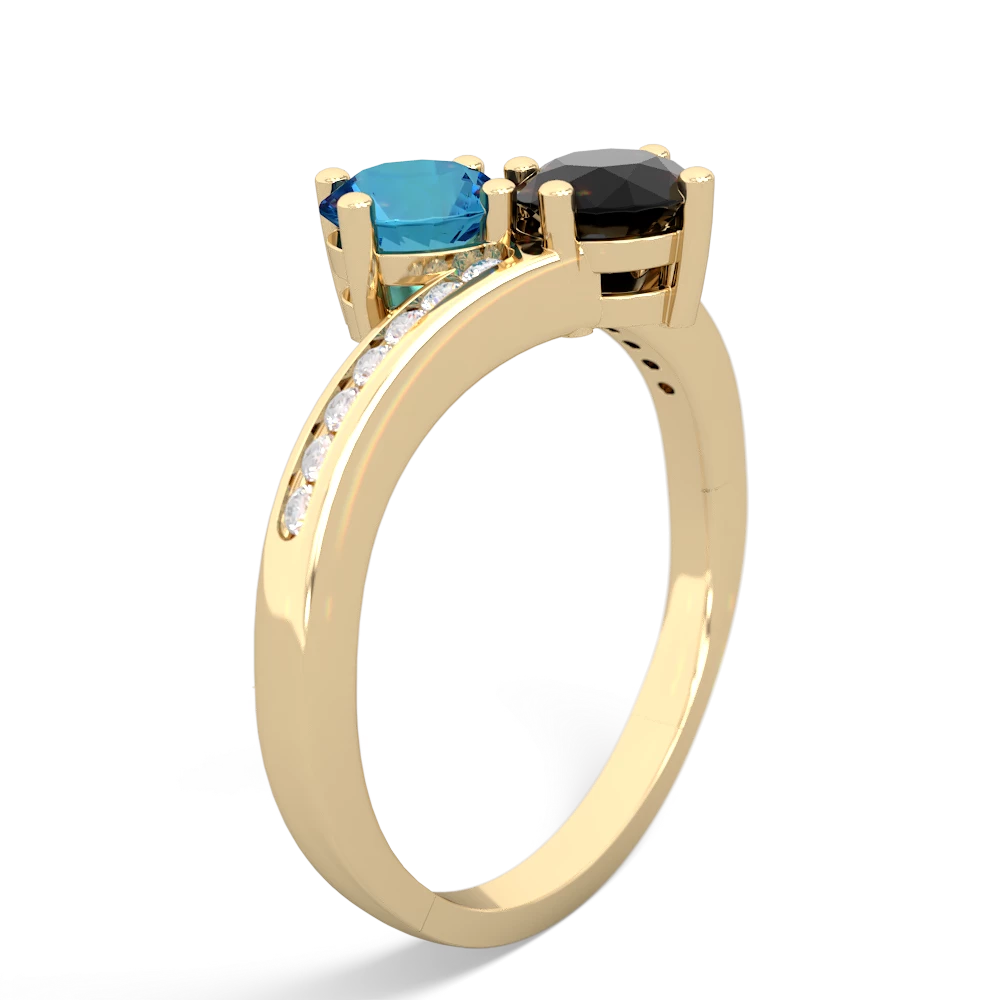 London Topaz Channel Set Two Stone 14K Yellow Gold ring R5303