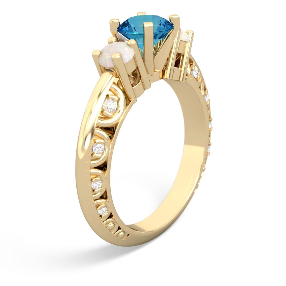 London Topaz Art Deco Eternal Embrace Engagement 14K Yellow Gold ring C2003