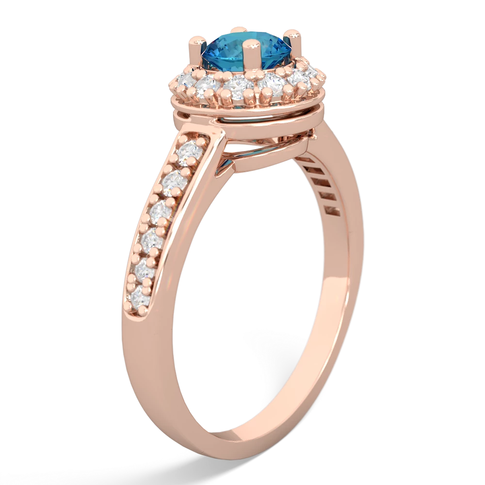 London Topaz Diamond Halo 14K Rose Gold ring R5370