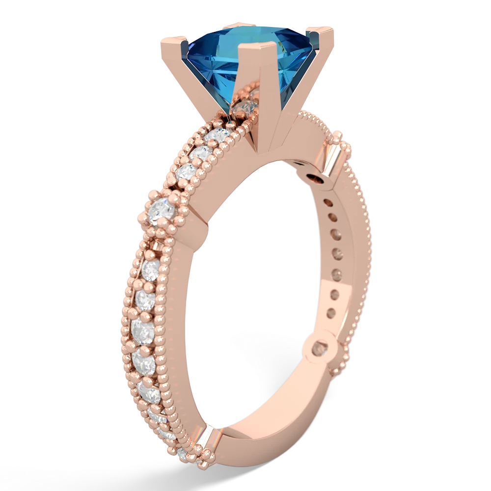 London Topaz Sparkling Tiara 6Mm Princess 14K Rose Gold ring R26296SQ
