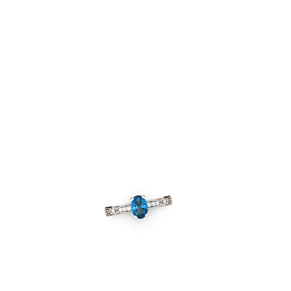 London Topaz Sparkling Tiara 7X5mm Oval 14K White Gold ring R26297VL