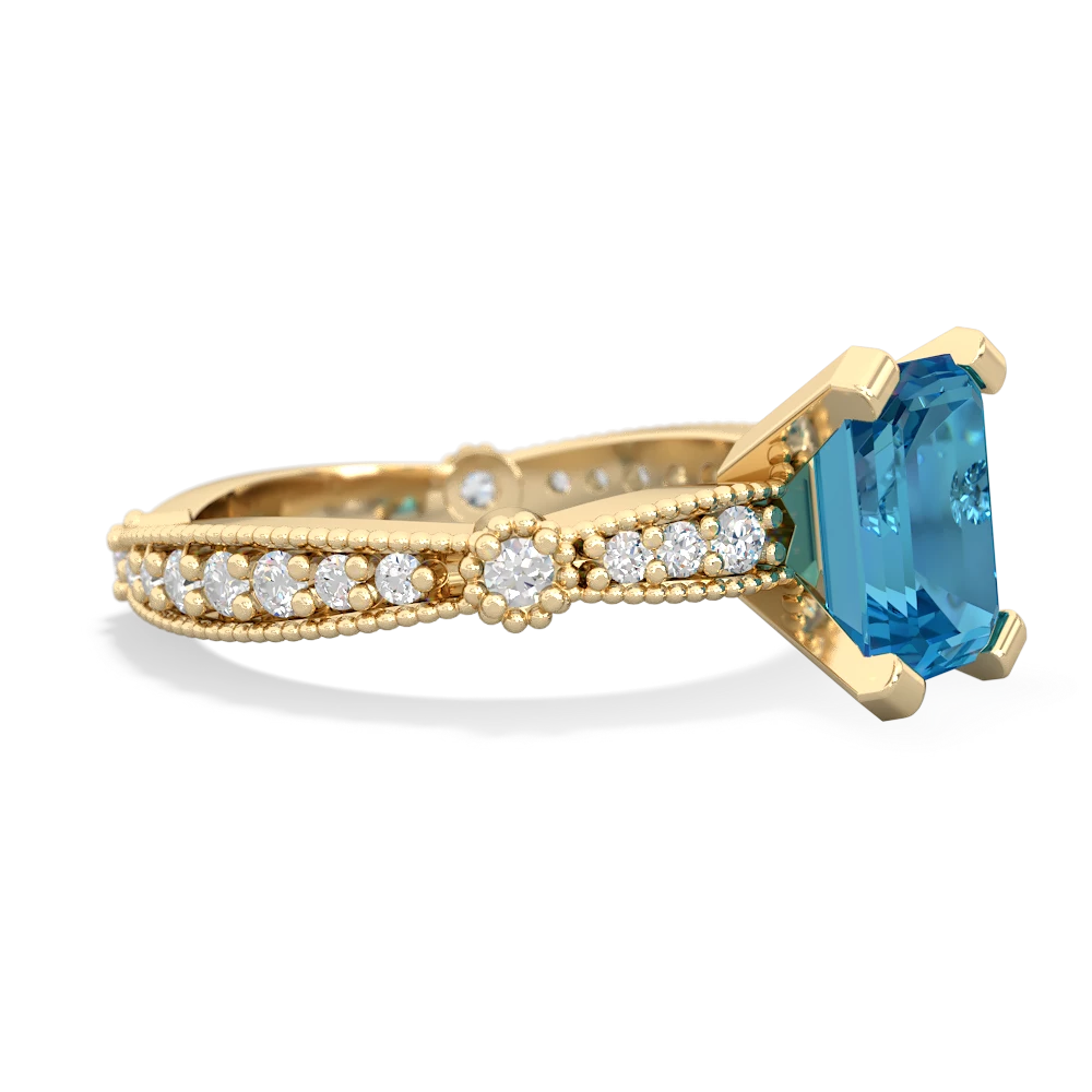 London Topaz Sparkling Tiara 8X6 Emerald-Cut 14K Yellow Gold ring R26298EM