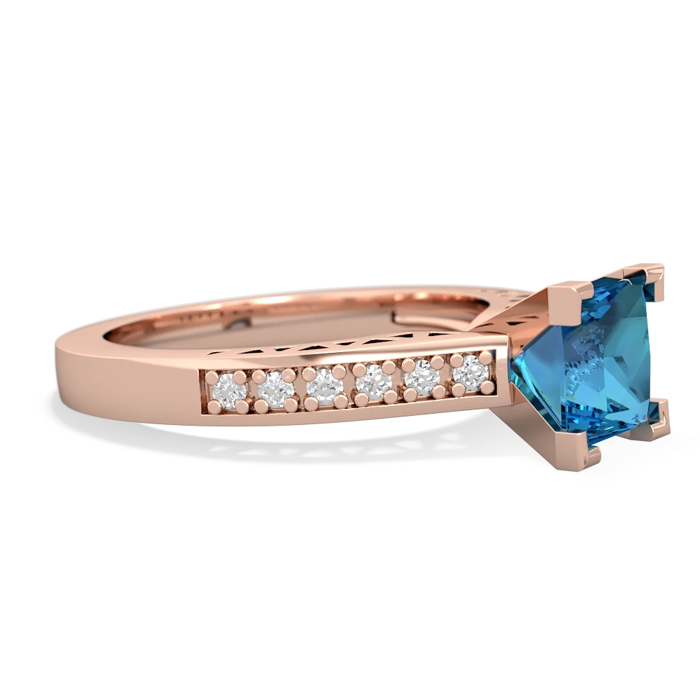 London Topaz Art Deco Engagement 6Mm Princess 14K Rose Gold ring R26356SQ