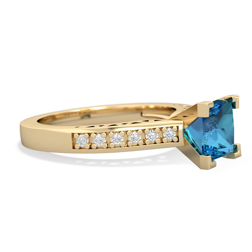London Topaz Art Deco Engagement 6Mm Princess 14K Yellow Gold ring R26356SQ