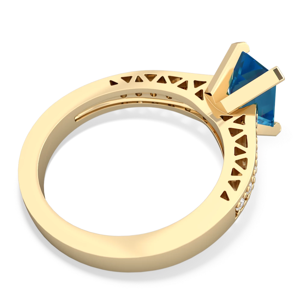 London Topaz Art Deco Engagement 8X6mm Emerald-Cut 14K Yellow Gold ring R26358EM