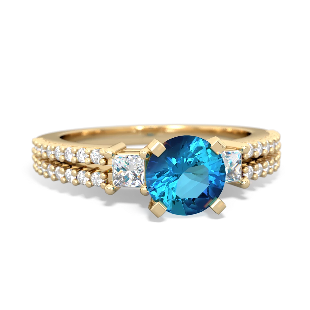 London Topaz Classic 6Mm Round Engagement 14K Yellow Gold ring R26436RD