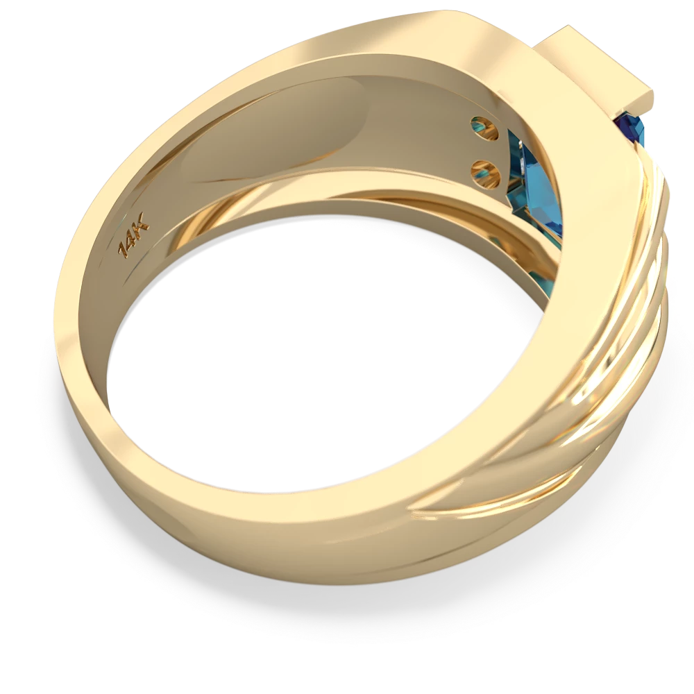 London Topaz Men's 9X7mm Emerald-Cut 14K Yellow Gold ring R1835
