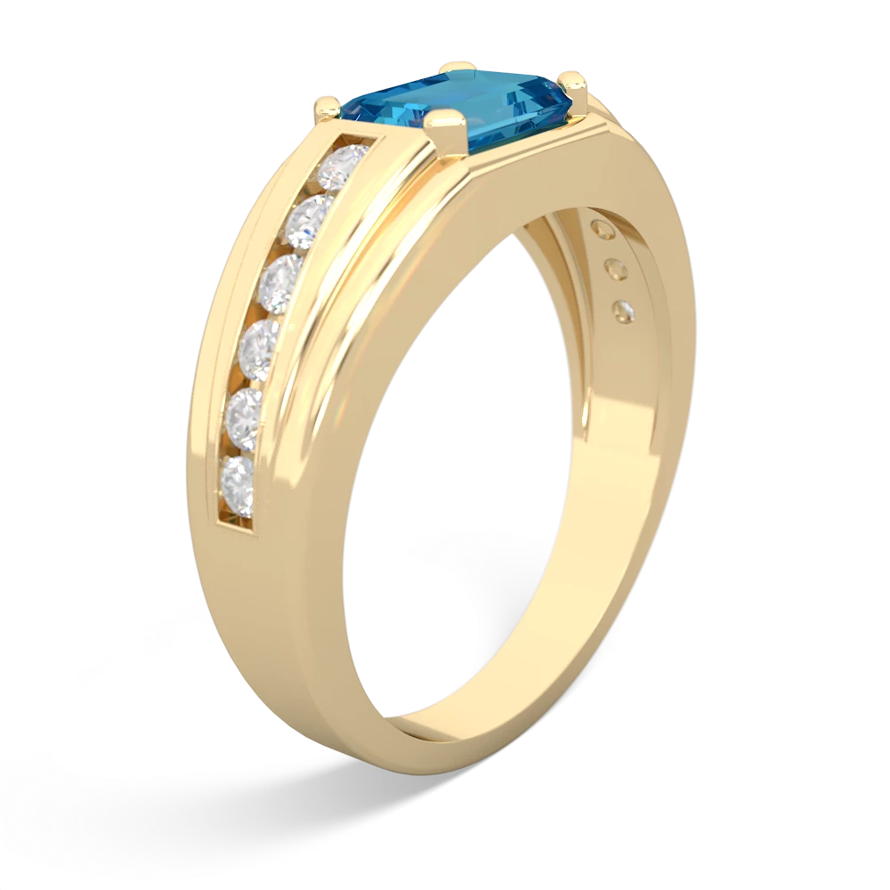 London Topaz Men's Diamond Channel 14K Yellow Gold ring R0500