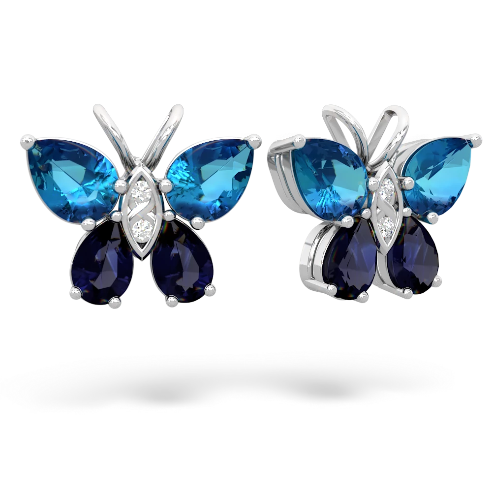 London Topaz Butterfly 14K White Gold earrings E2215