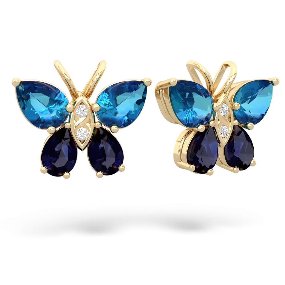 London Topaz Butterfly 14K Yellow Gold earrings E2215