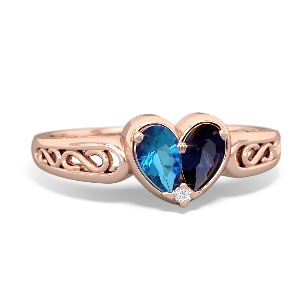 London Topaz Filligree 'One Heart' 14K Rose Gold ring R5070