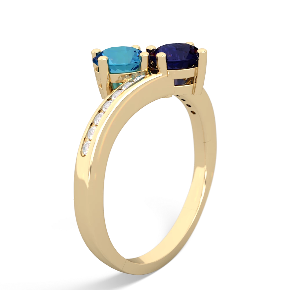 London Topaz Channel Set Two Stone 14K Yellow Gold ring R5303