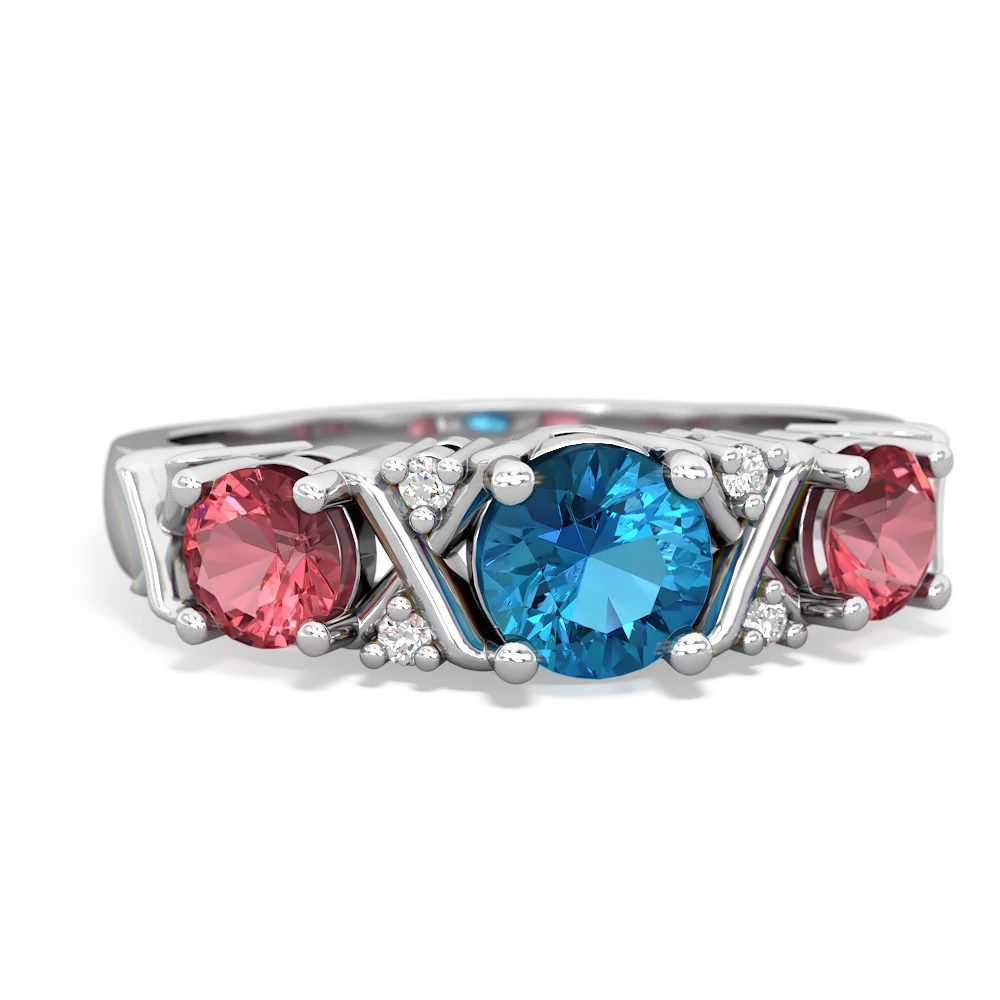 London Topaz Hugs And Kisses 14K White Gold ring R5016