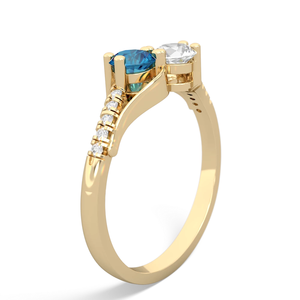London Topaz Infinity Pave Two Stone 14K Yellow Gold ring R5285