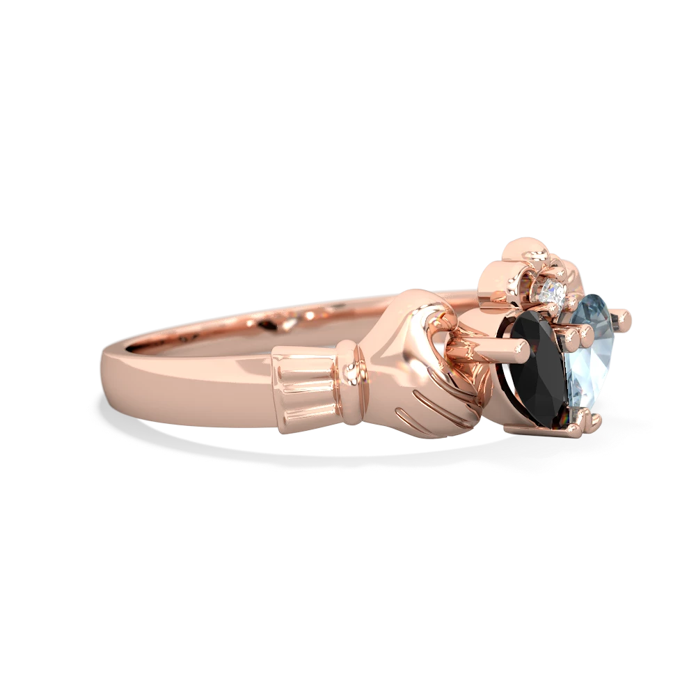 Onyx 'Our Heart' Claddagh 14K Rose Gold ring R2388