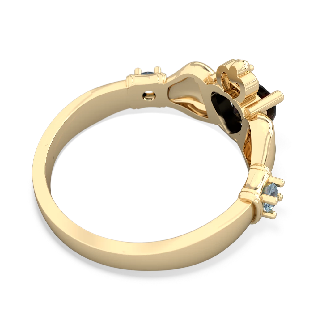 Onyx Claddagh Keepsake 14K Yellow Gold ring R5245