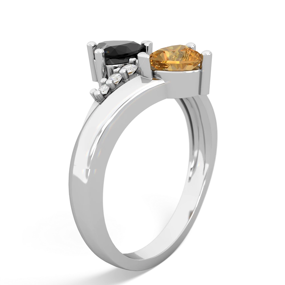 Onyx Heart To Heart 14K White Gold ring R2064