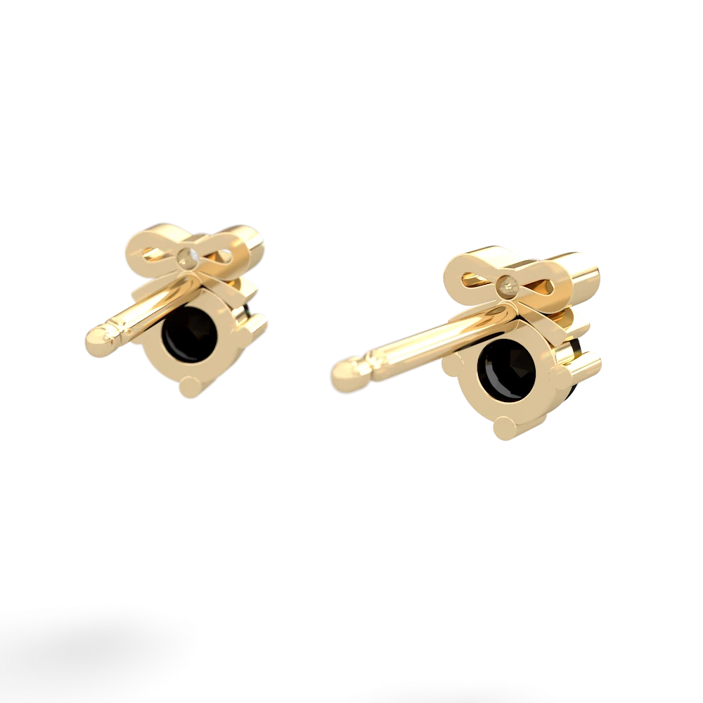 Onyx Diamond Bows 14K Yellow Gold earrings E7002