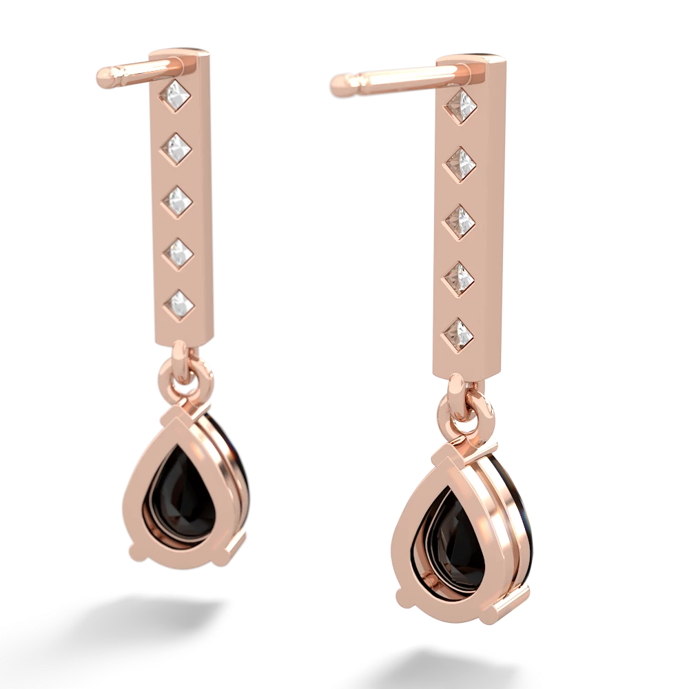 Onyx Art Deco Diamond Drop 14K Rose Gold earrings E5324