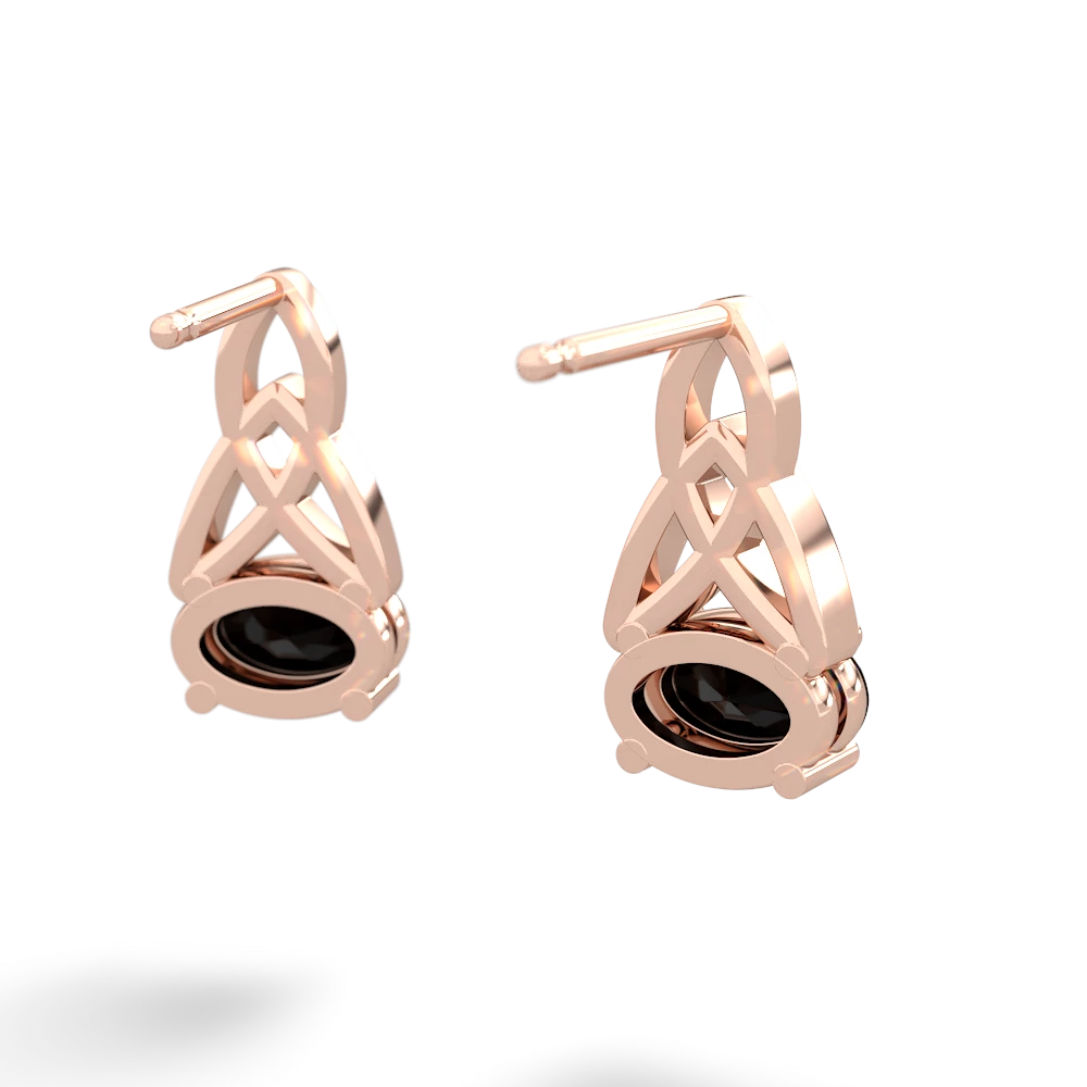 Onyx Celtic Trinity Knot 14K Rose Gold earrings E2389