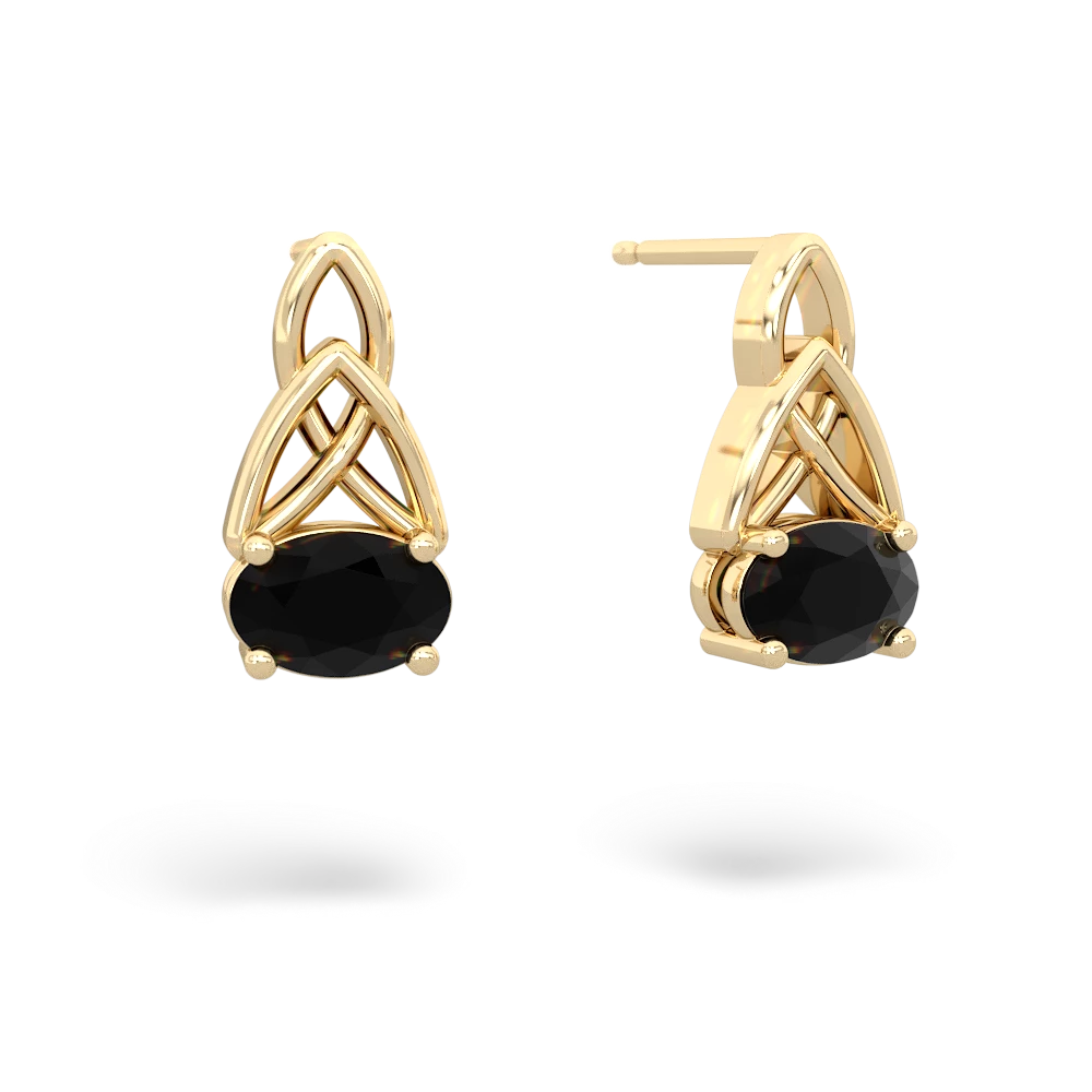 Onyx Celtic Trinity Knot 14K Yellow Gold earrings E2389