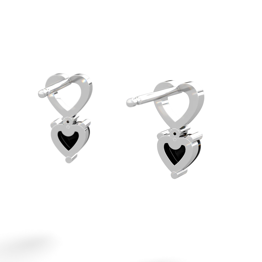 Onyx Four Hearts 14K White Gold earrings E2558