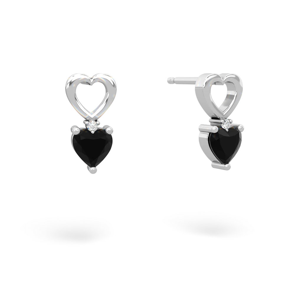 Onyx Four Hearts 14K White Gold earrings E2558