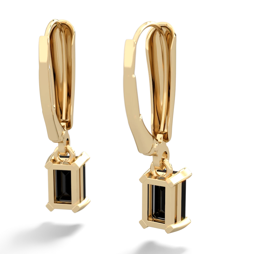 Onyx 6X4mm Emerald-Cut Lever Back 14K Yellow Gold earrings E2855