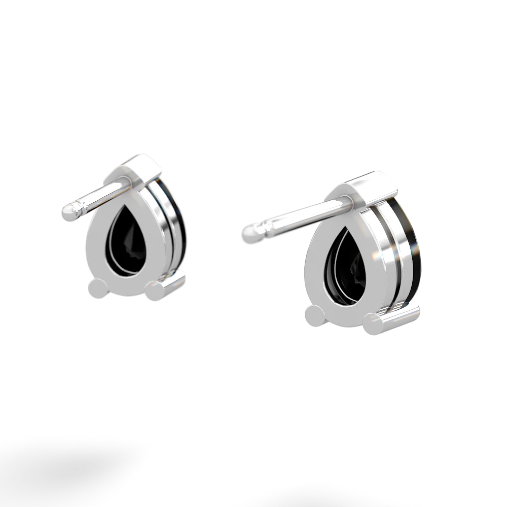 Onyx Teardrop Stud 14K White Gold earrings E1793