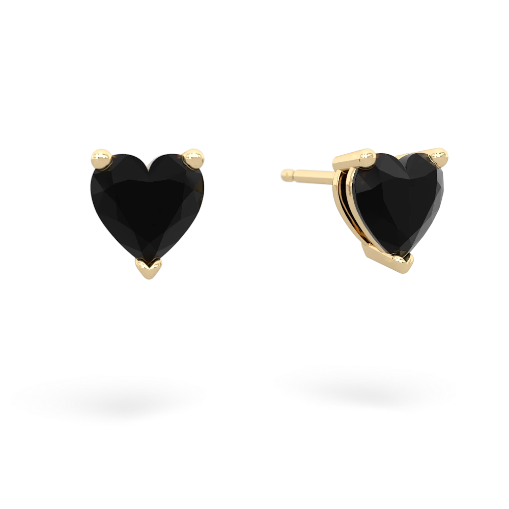 Onyx 6Mm Heart Stud 14K Yellow Gold earrings E1862