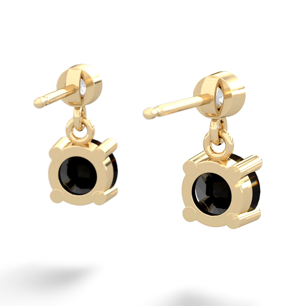 Onyx Diamond Drop 6Mm Round 14K Yellow Gold earrings E1986