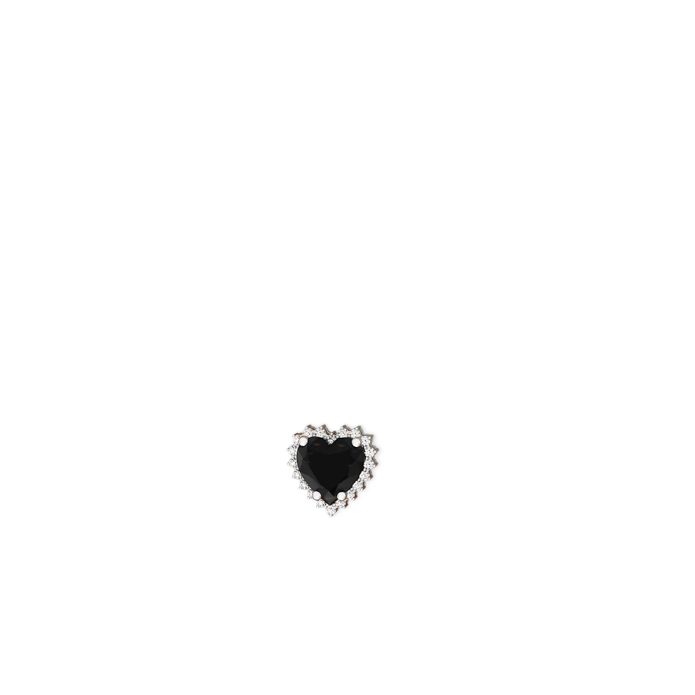 Onyx Sparkling Halo Heart 14K White Gold earrings E0391