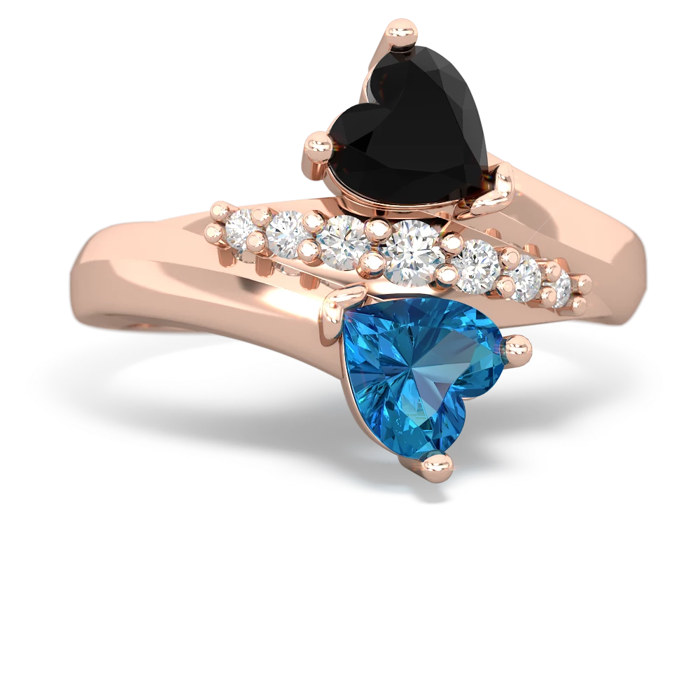 Onyx Heart To Heart 14K Rose Gold ring R2064
