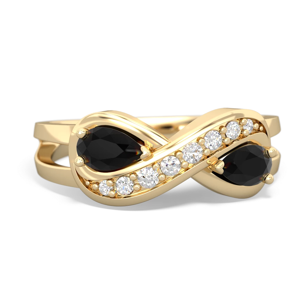 Onyx Diamond Infinity 14K Yellow Gold ring R5390