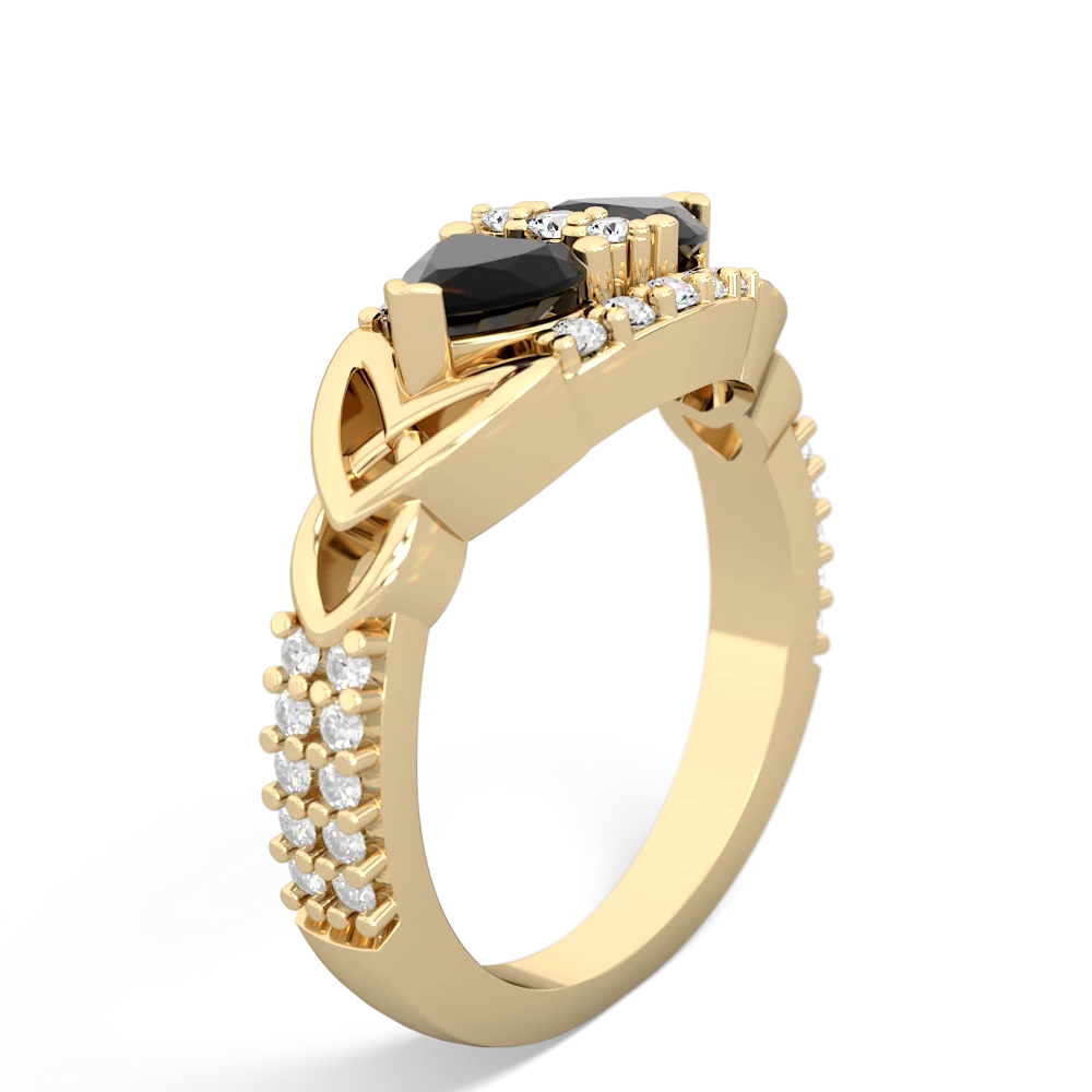 Onyx Sparkling Celtic Knot 14K Yellow Gold ring R2645