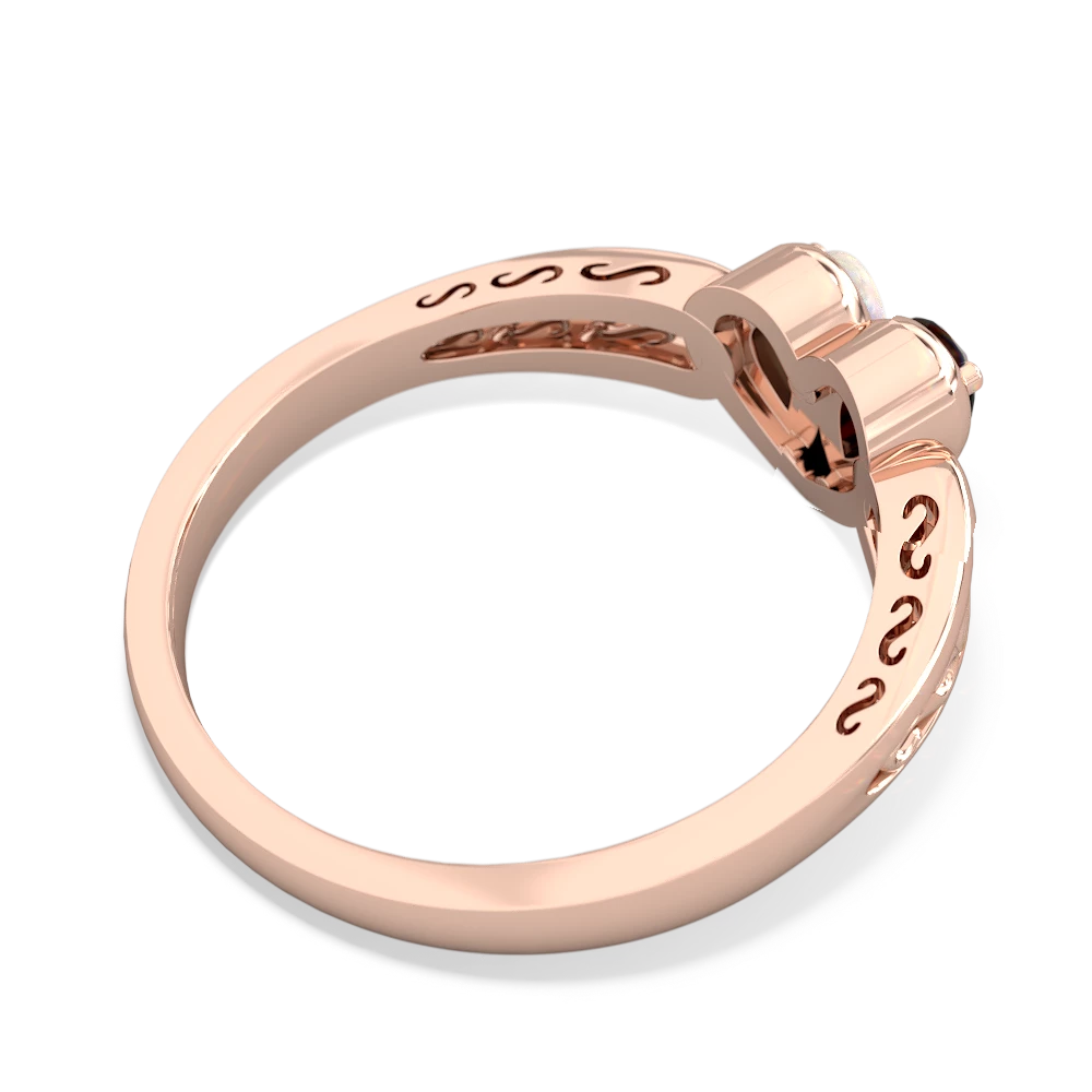 Onyx Filligree 'One Heart' 14K Rose Gold ring R5070