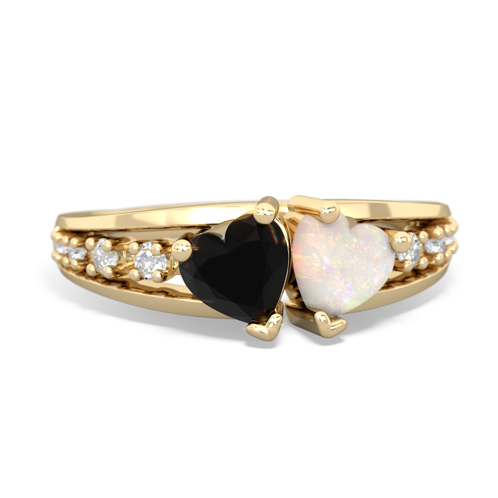 Onyx Heart To Heart 14K Yellow Gold ring R3342